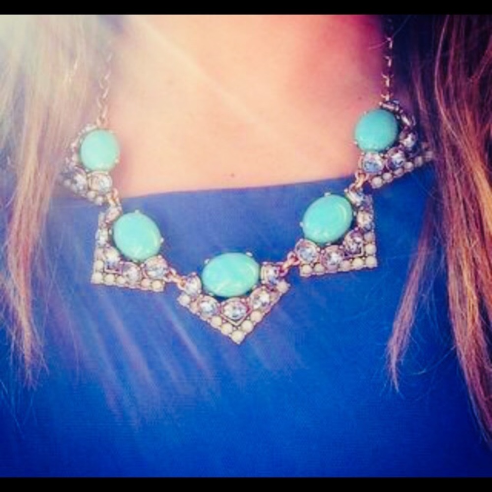 Stella & Dot | Art Deco Style Blue & Green Crystal Adorned Statement Nec… - Picture 4 of 13